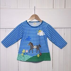 BOUTIQUE VGUC 100% Cotton Girls Horse Flower Embroidered Appliqué Tunic